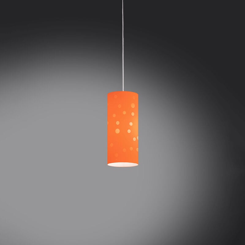 foto del prodotto sospensione moderna a 1 luce pois in polilux bicolor arancione made in italy