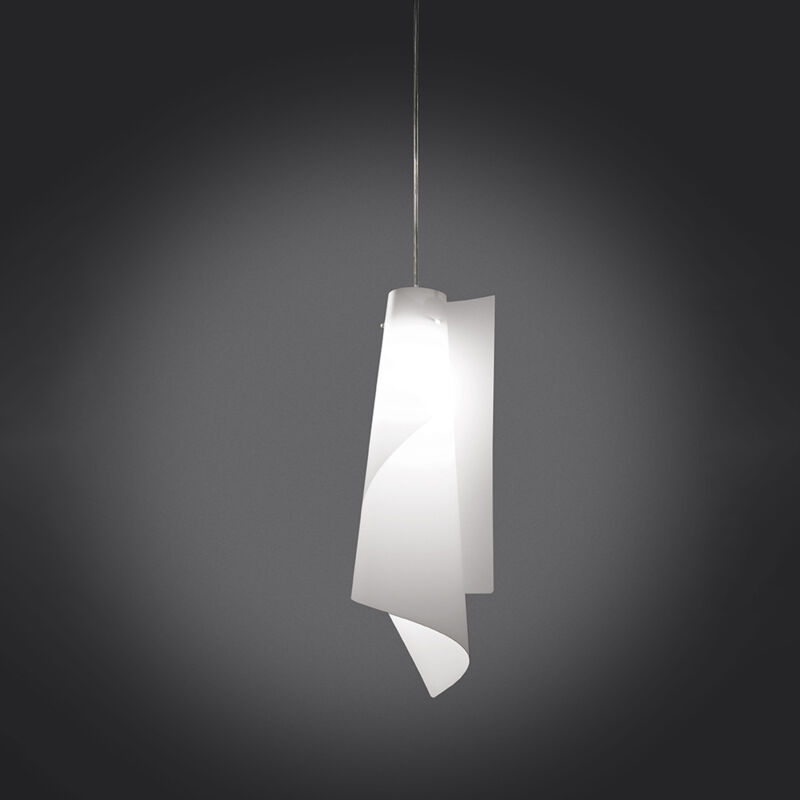 foto del prodotto sospensione moderna a 1 luce vela in polilux bianco h50 made in italy