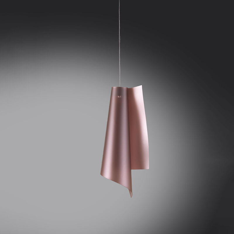 foto del prodotto sospensione moderna a 1 luce vela in polilux rosa metallico h50 made in italy
