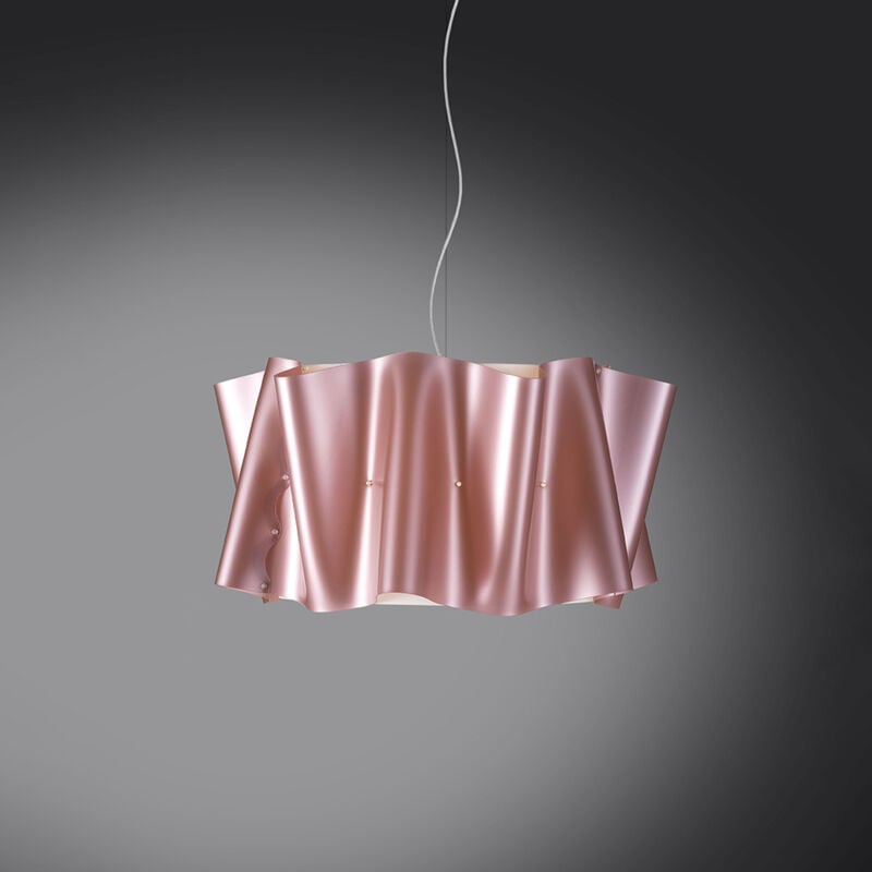 foto del prodotto sospensione moderna a 5 luci folio in polilux rosa metallico made in italy