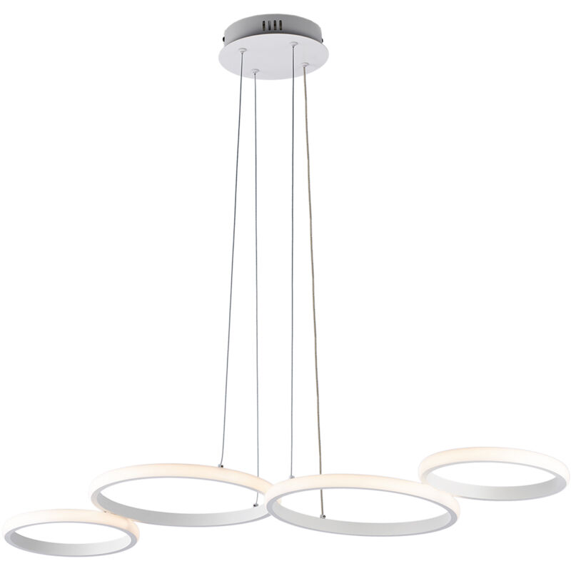 foto del prodotto sospensione moderna atena alluminio bianco led integrato 48 w cct e telecomano