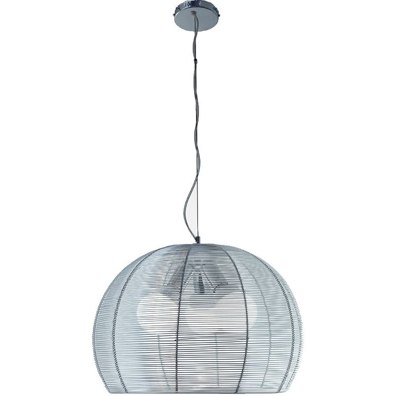foto del prodotto sospensione moderna basket alluminio e metallo grigio 3 luci e27 50cm
