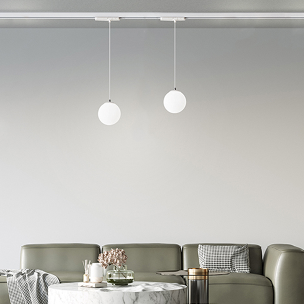 foto del prodotto sospensione moderna binario metallo bianco vetro led 16w 3000k