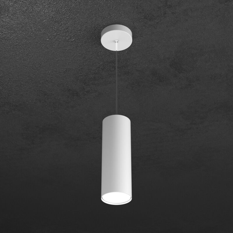 foto del prodotto sospensione moderna cilindrica shape metallo bianco 1 luce gx53 25cm