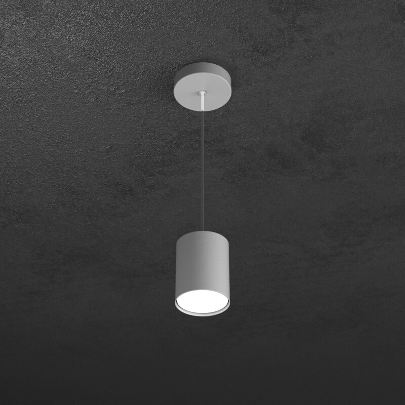 foto del prodotto sospensione moderna cilindrica shape metallo grigio 1 luce gx53 10cm