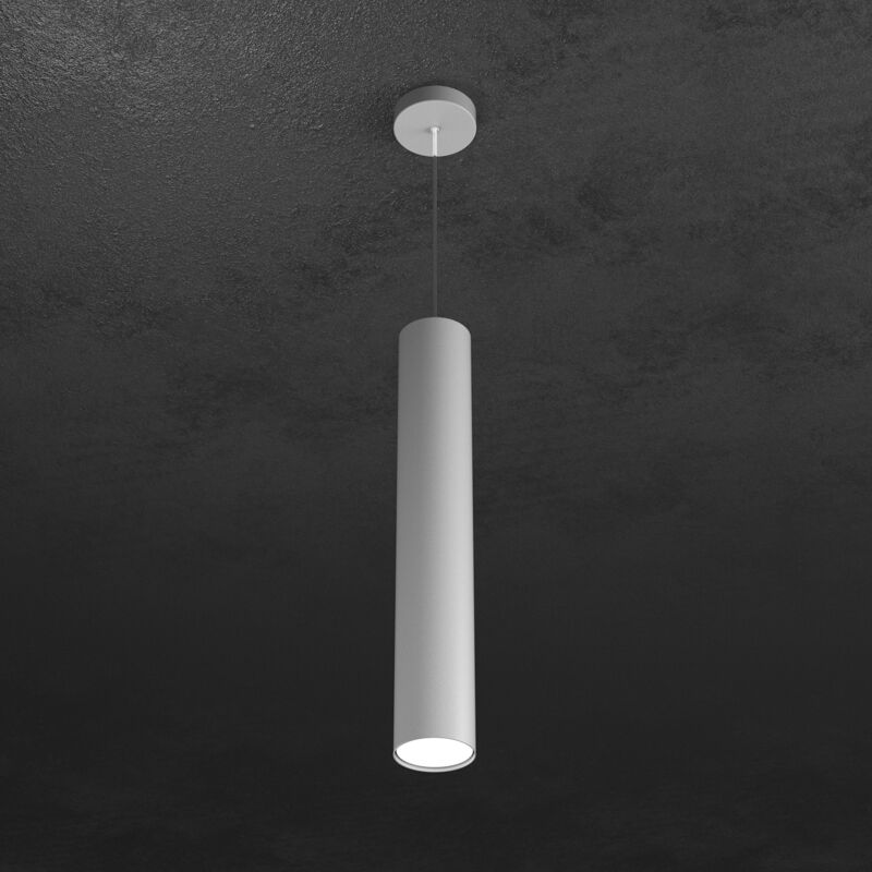 foto del prodotto sospensione moderna cilindrica shape metallo grigio 1 luce gx53 50cm