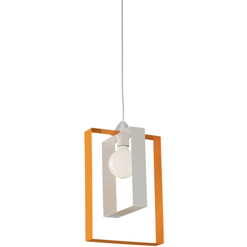 immagine 0 del prodotto sospensione moderna duplo 1 luce ferro laccato bianco e arancio