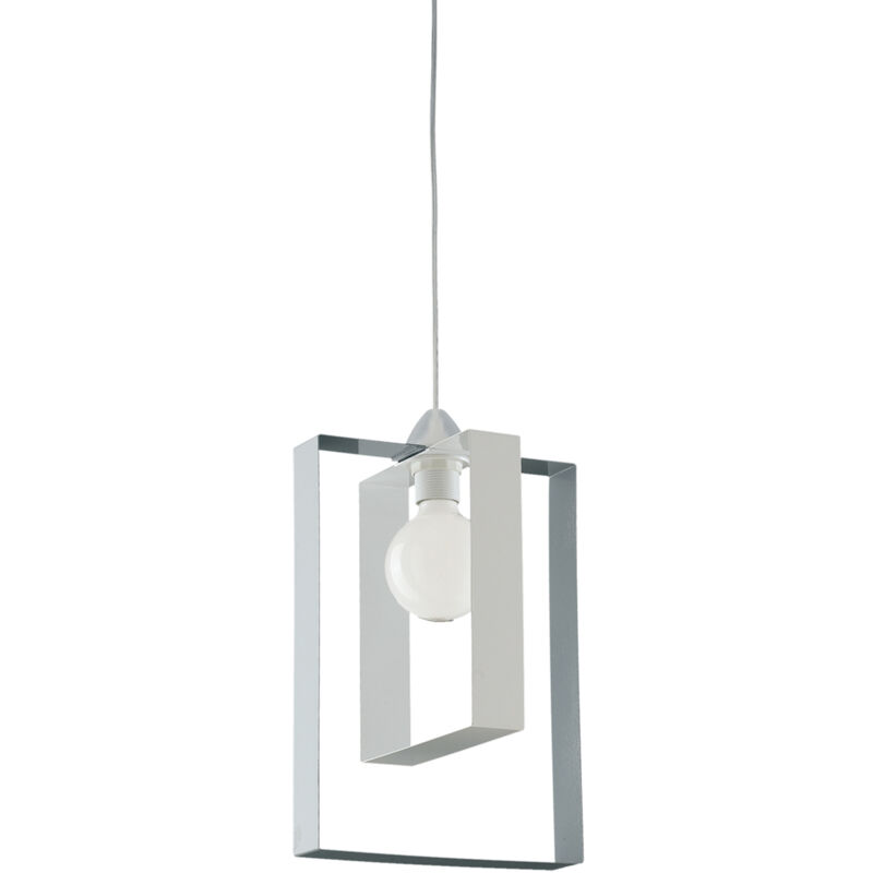 foto del prodotto sospensione moderna duplo 1 luce ferro laccato bianco e grigio