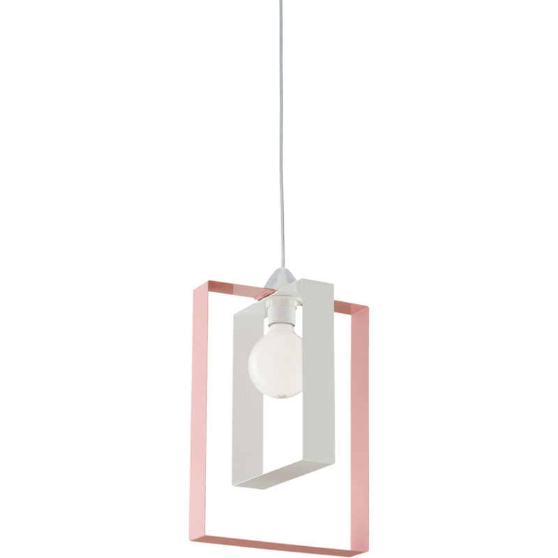 foto del prodotto sospensione moderna duplo 1 luce ferro laccato bianco e rosa