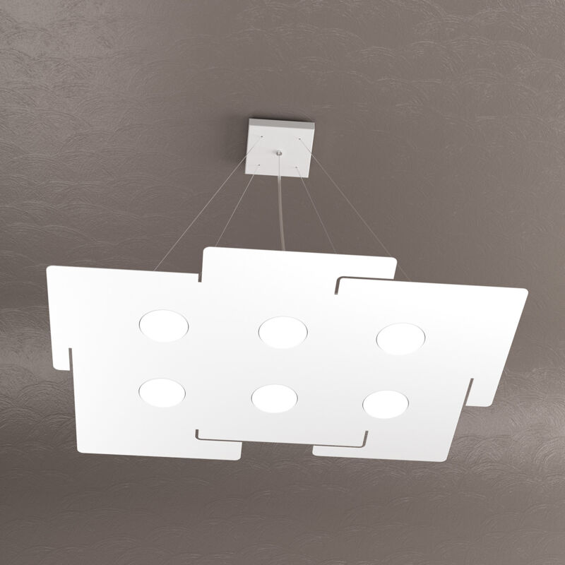 foto del prodotto sospensione moderna echo metallo bianco 6 luci gx53