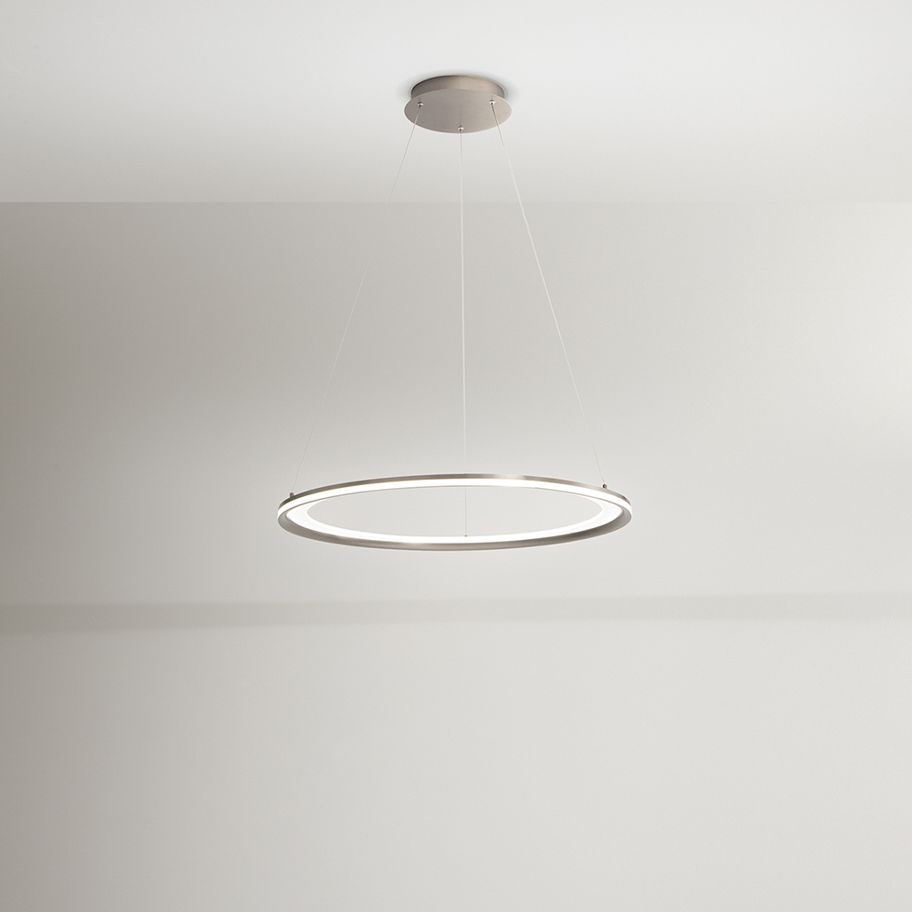foto del prodotto sospensione moderna edge alluminio grigio acrilico led 86w 3000k