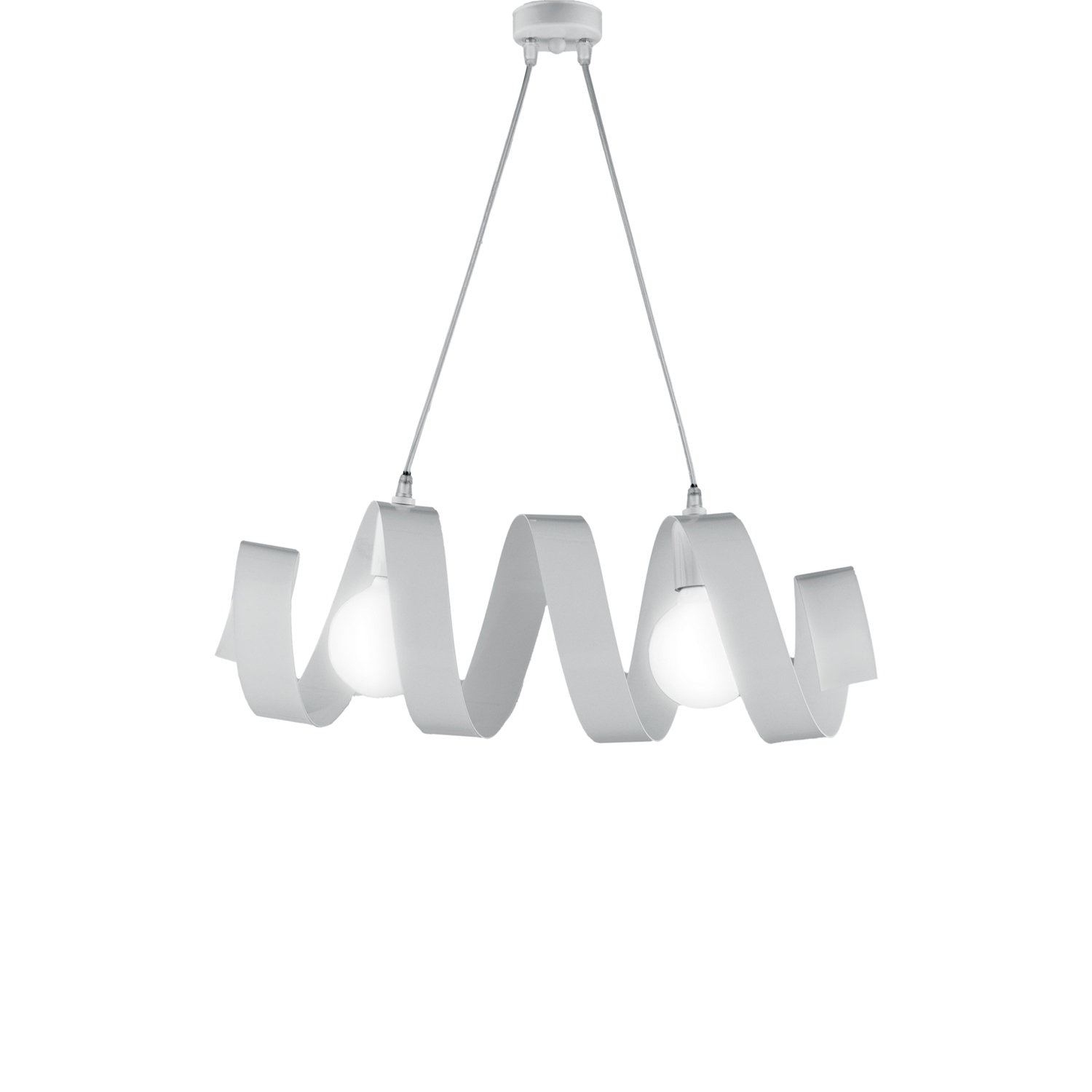 foto del prodotto sospensione moderna helix 2 luci in ferro laccato bianco