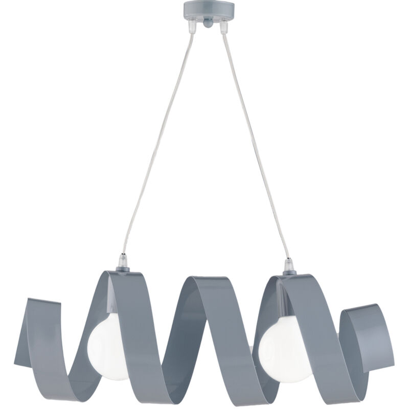 foto del prodotto sospensione moderna helix 2 luci in ferro laccato grigio