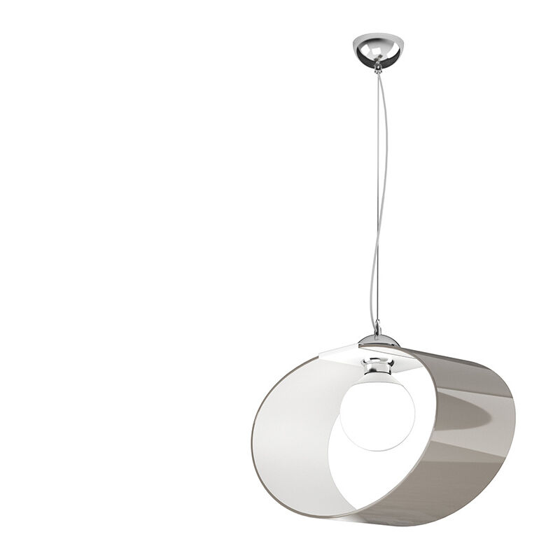 foto del prodotto sospensione moderna lap metallo bianco e vetro tortora 1 luce e27 42cm