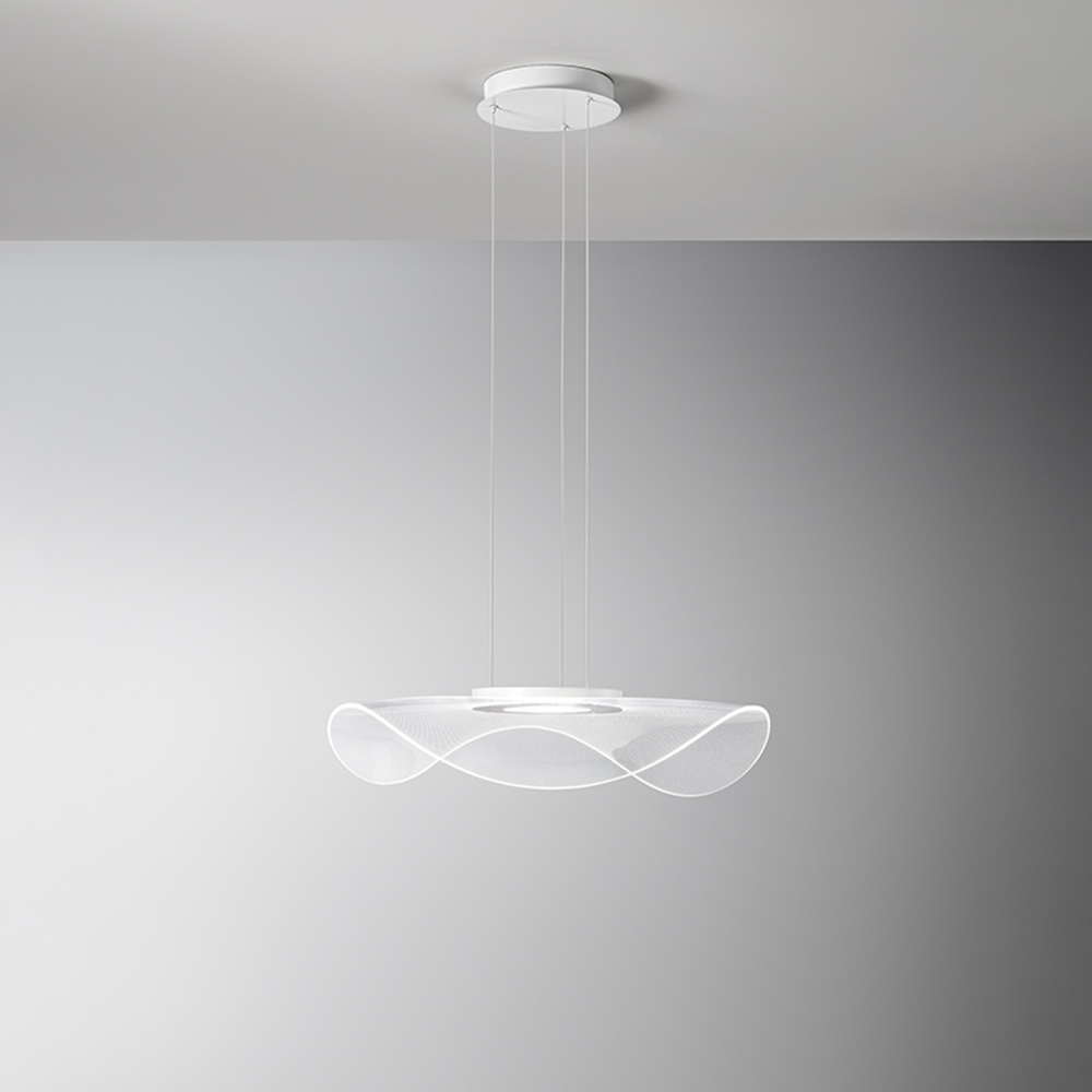 foto del prodotto sospensione moderna medusa metallo bianco acrilico led 45w 3000k