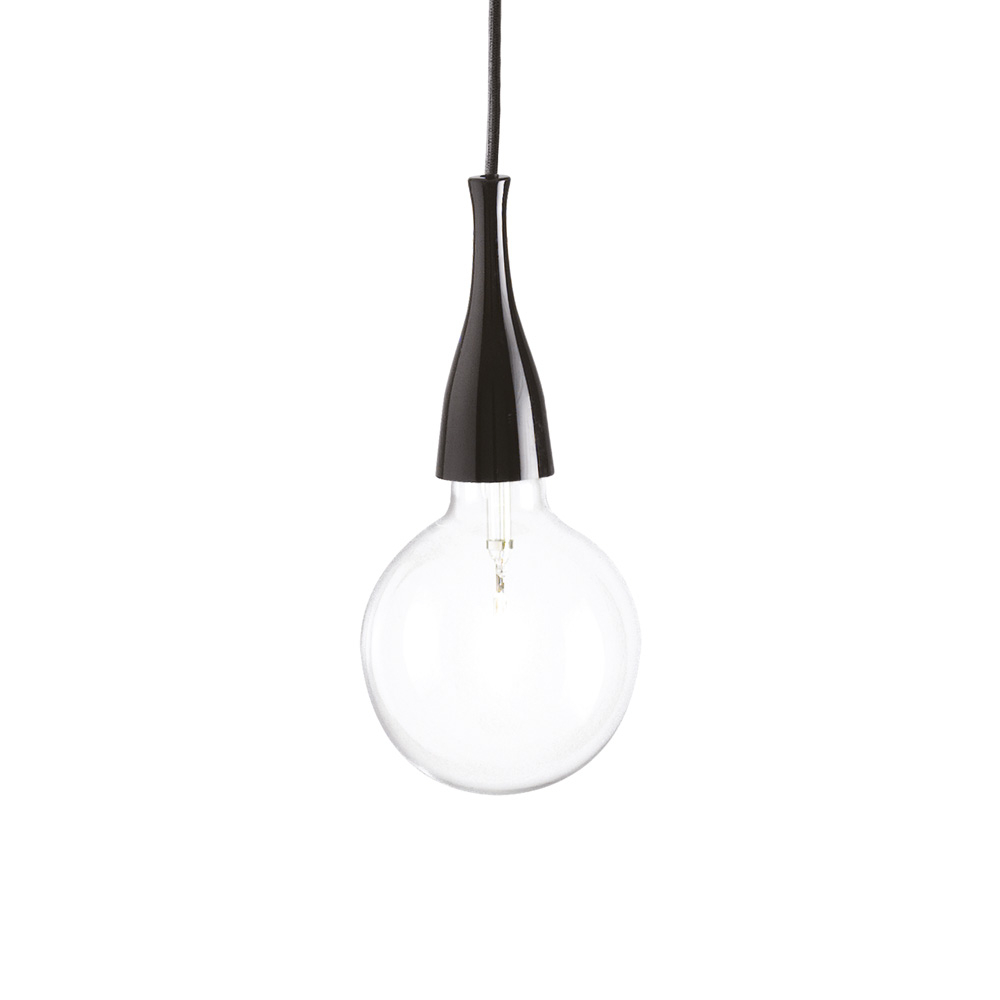 foto del prodotto sospensione moderna minimal metallo nero 1 luce e27 8w 3000k luce calda