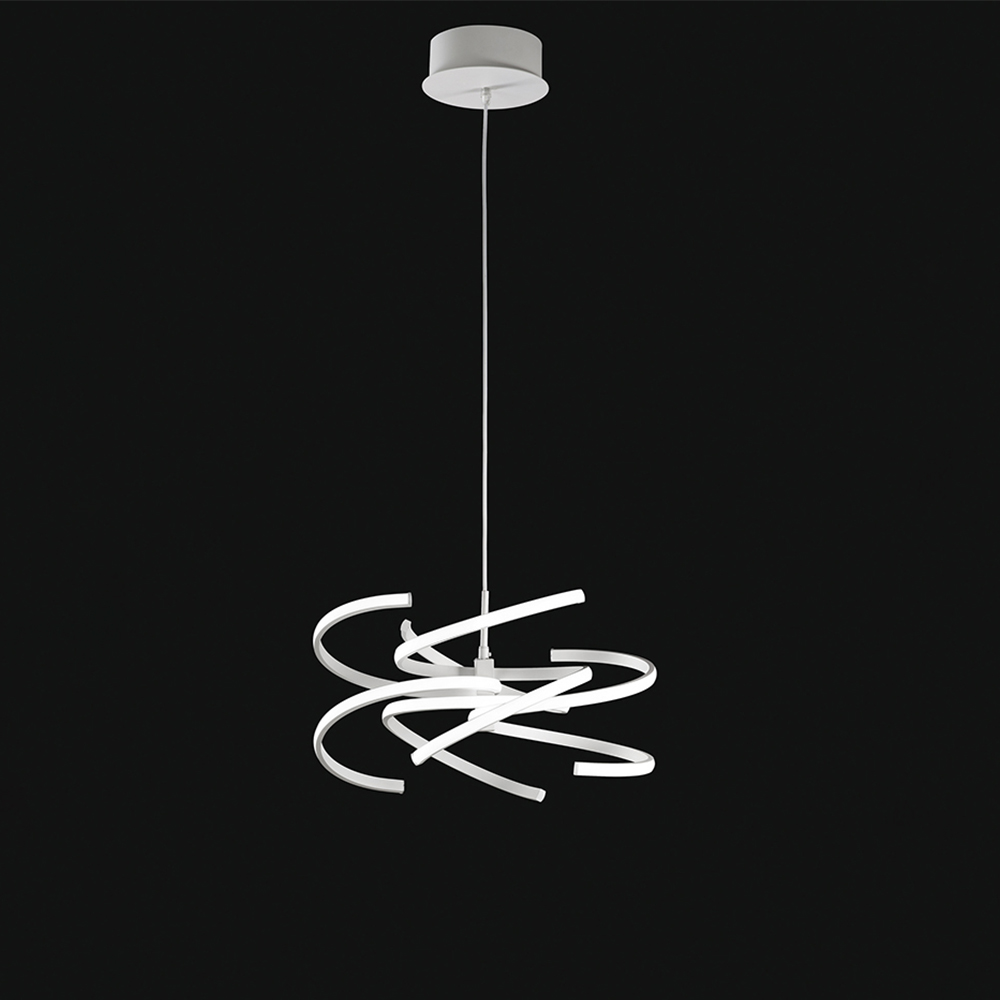 foto del prodotto sospensione moderna nest metallo bianco acrilico led 70w 4000k