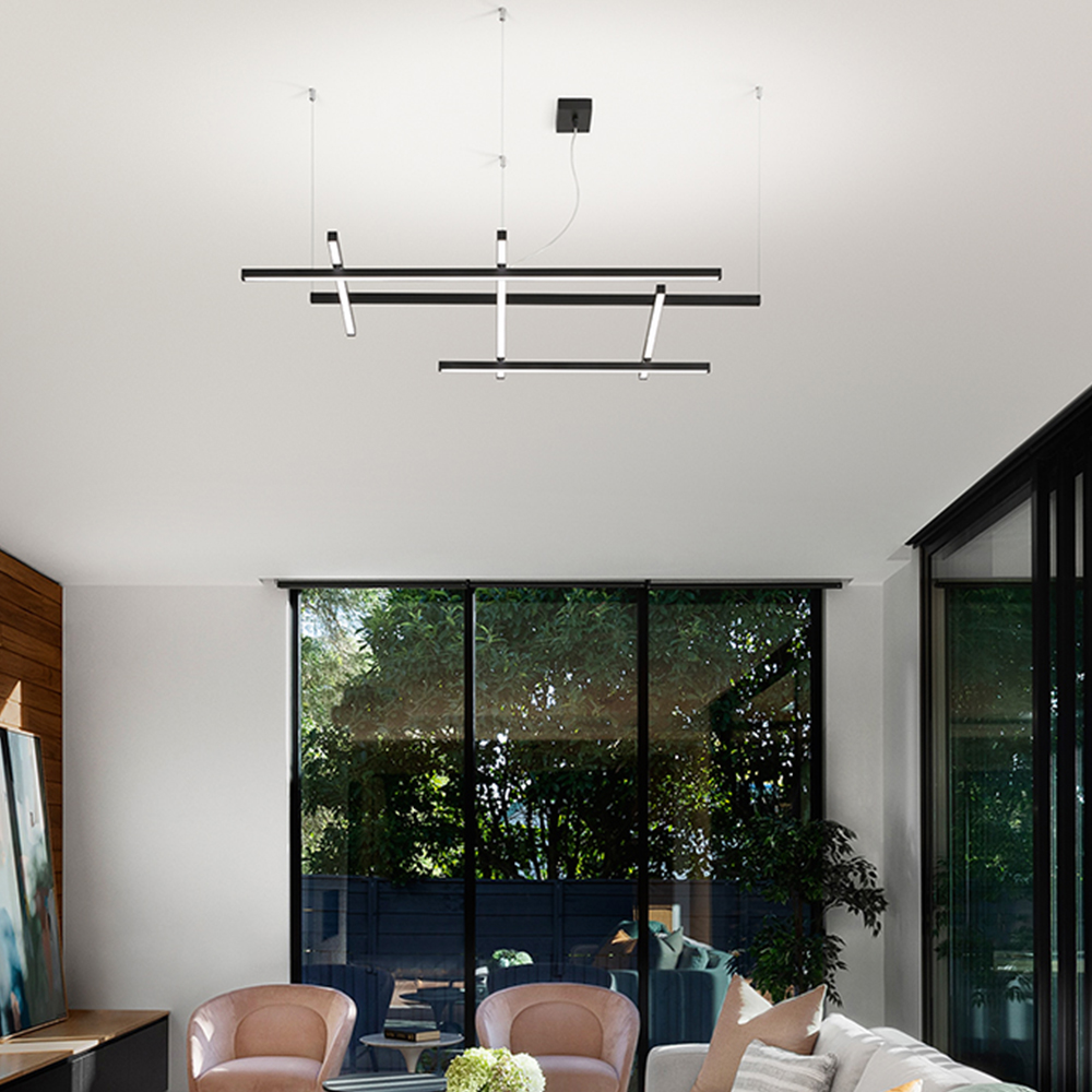 foto del prodotto sospensione moderna piccola net metallo nero acrilico led 80w 3000k