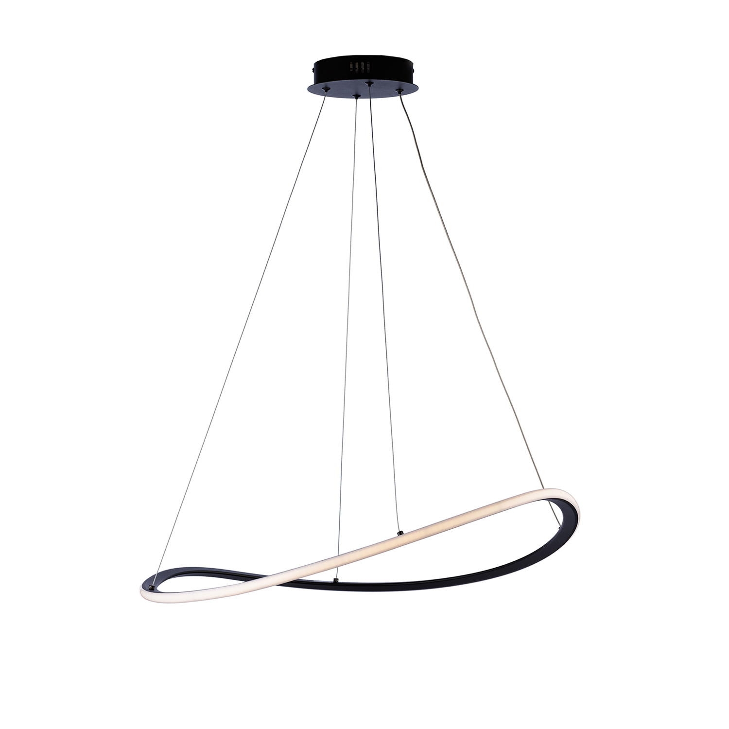 foto del prodotto sospensione moderna raky metallo nero led integrato cct con telecomando