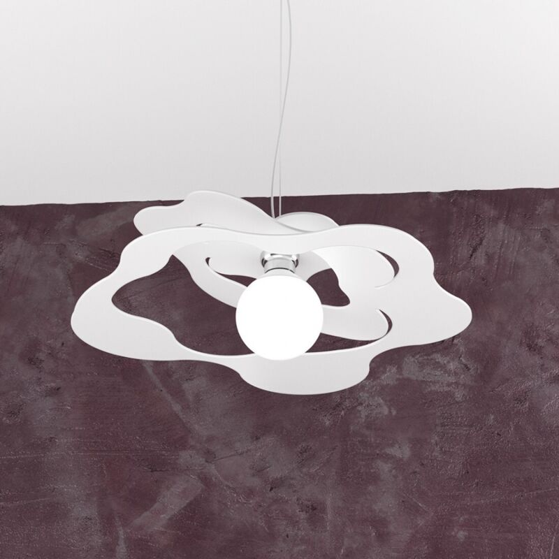 foto del prodotto sospensione moderna ripples metallo bianco 1 luce e27 d.50cm