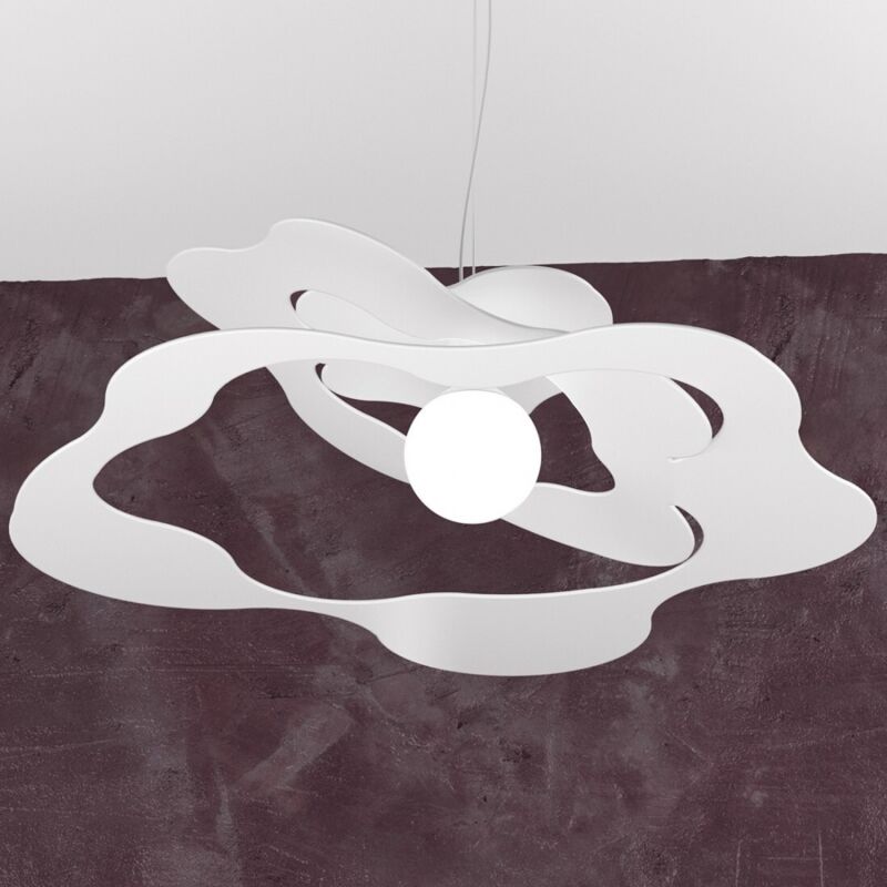 foto del prodotto sospensione moderna ripples metallo bianco 1 luce e27 d.70cm