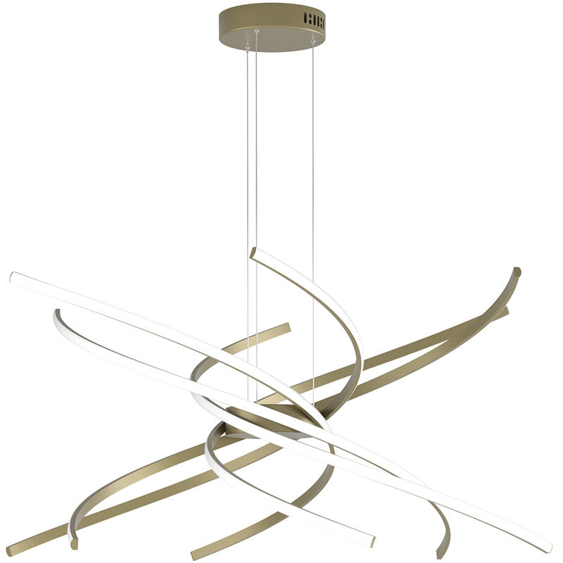 foto del prodotto sospensione moderna tornado alluminio oro brunito led 69w d.80cm luce calda