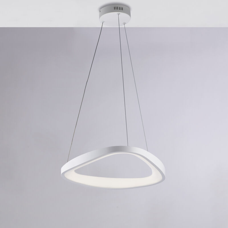 foto del prodotto sospensione moderna triangolare anna led integrato in alluminio bianco