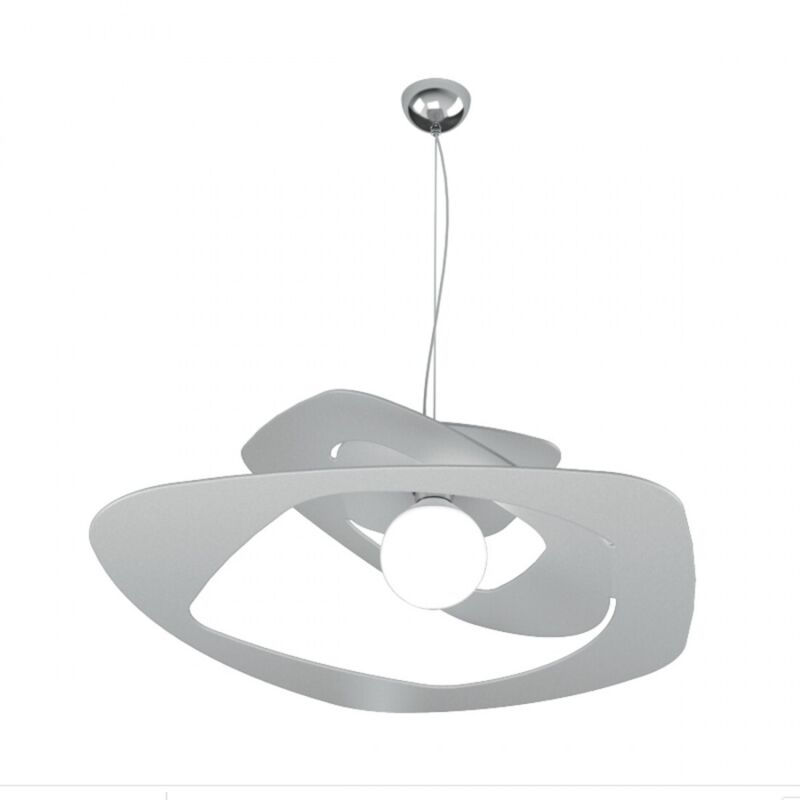 foto del prodotto sospensione moderna warped metallo grigio 1 luce e27 d.65cm