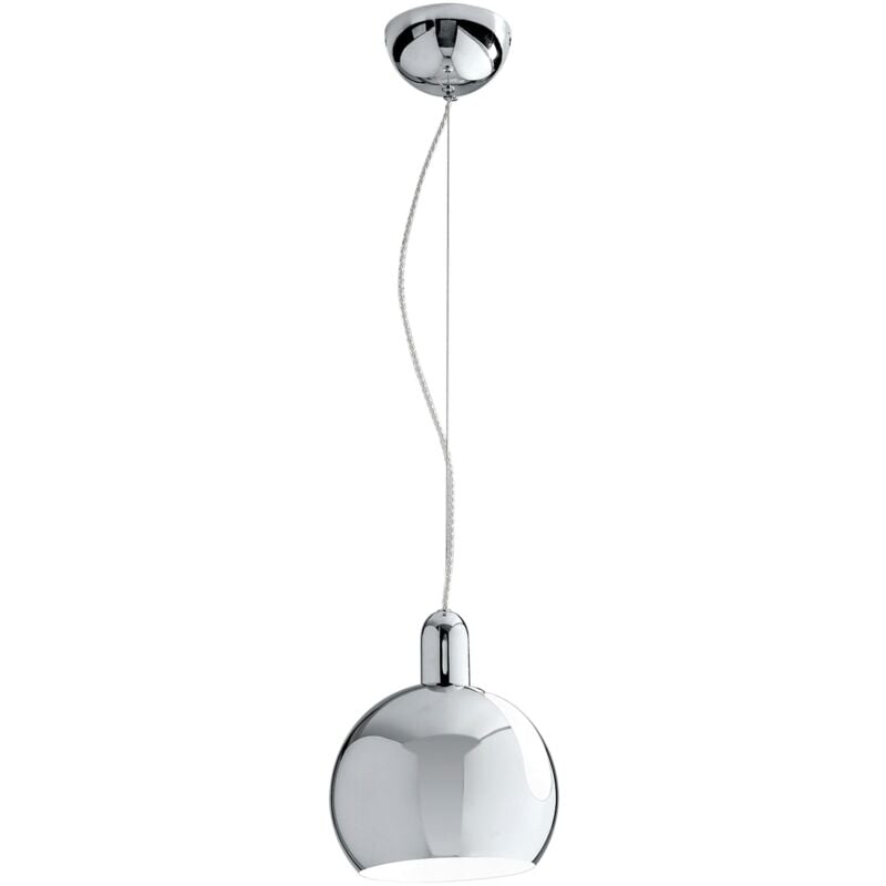 foto del prodotto sospensione narciso in metallo cromo specchiato con sfera orientabile 20 cm. 