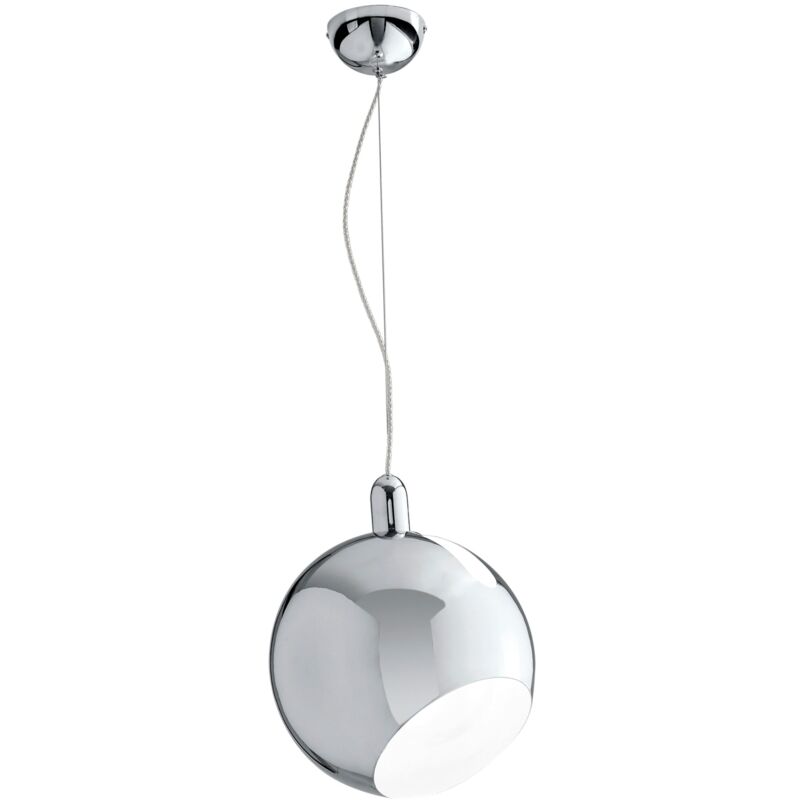foto del prodotto sospensione narciso in metallo cromo specchiato con sfera orientabile 30 cm. 