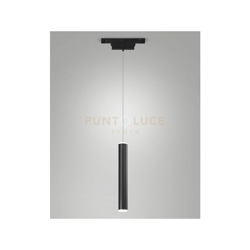 foto del prodotto sospensione nera cilindrica per serie ermes led 3000k 720lm 7,5w dimmerabile dali