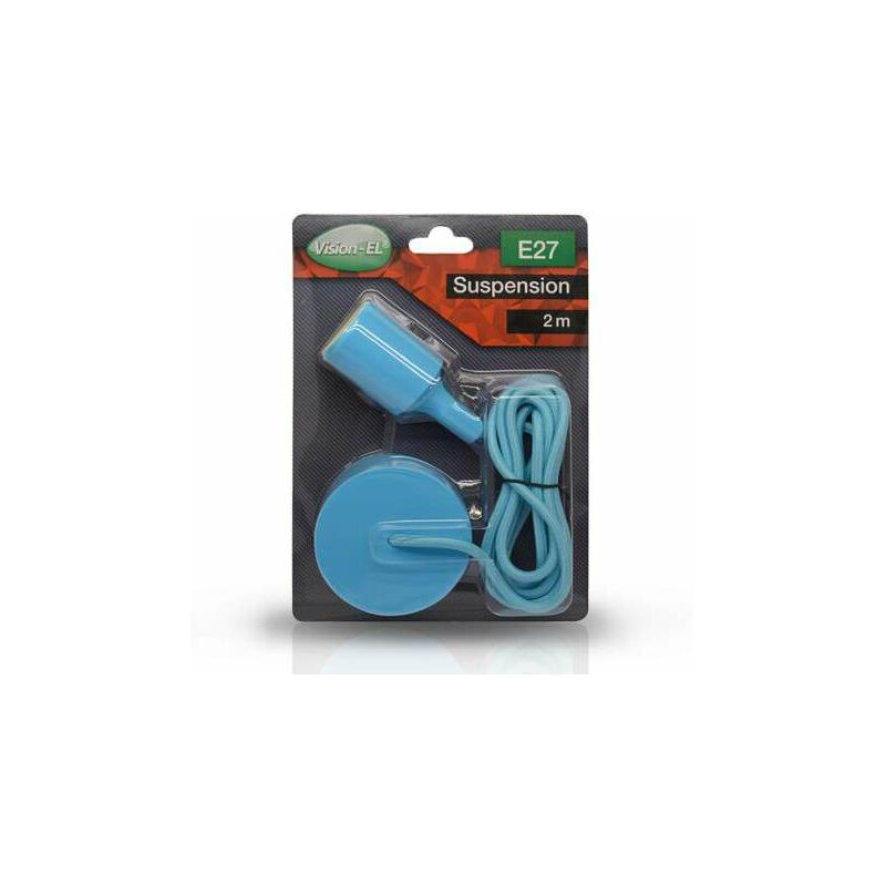 foto del prodotto sospensione nera con presa e27 con cavo blu 2m