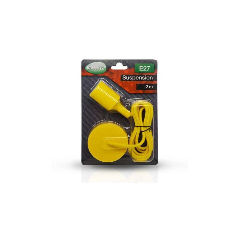 foto del prodotto sospensione nera con presa e27 con cavo giallo 2m