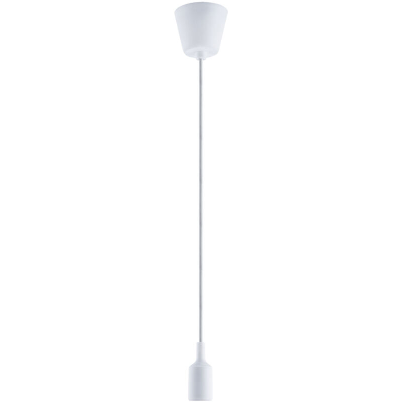foto del prodotto sospensione nera e27 lampada pendente rivestimento silicone 1,5m cavo in tessuto bianca, vetro affumicato a60 150lm 5w paco home