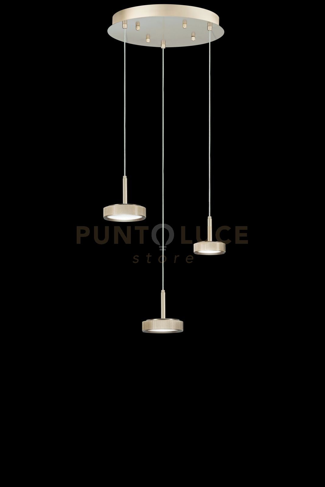 foto del prodotto sospensione nina 3 luci oro 3000k 1440lm 24w d.35cm vetri acquistabili separatamente