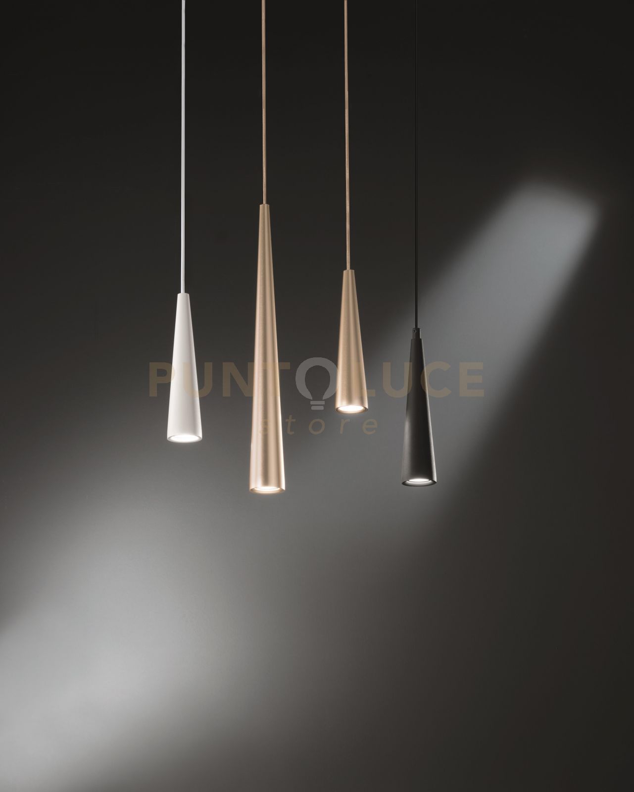 foto del prodotto sospensione noa h.50cm d.5,5cm oro 1 luce attacco gu10