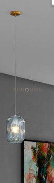 foto del prodotto sospensione ottone sat. 1 luce vetro blu 1181os s1 bl