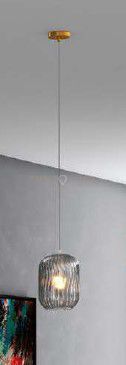 foto del prodotto sospensione ottone sat. 1 luce vetro fume 1181os-s1-fu