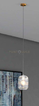 foto del prodotto sospensione ottone sat. 1 luce vetro trasparente 1181os s1 tr