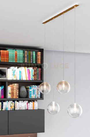 foto del prodotto sospensione ottone sat. 4 luci rettangolare vetri 2x tr 2x am 1184os s4 r ta