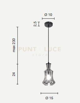 foto del prodotto sospensione pin solo vetro/b ambra cavo nero d.15cm h.24cm attacco e14