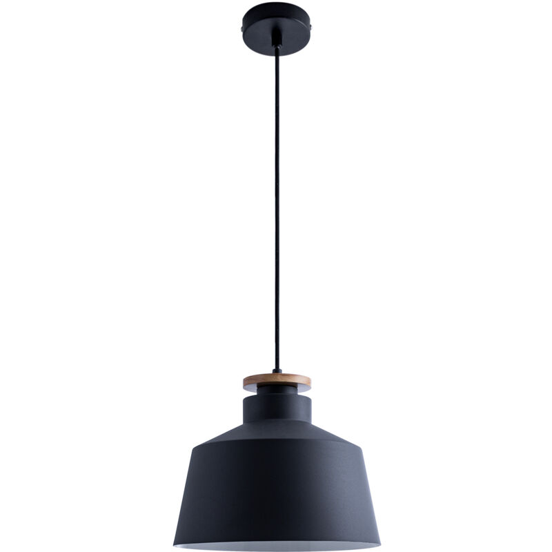 foto del prodotto sospensione plafone sala da pranzo lampada cucina tavola pranzo scandinavo e27 design u, legno nero paco home