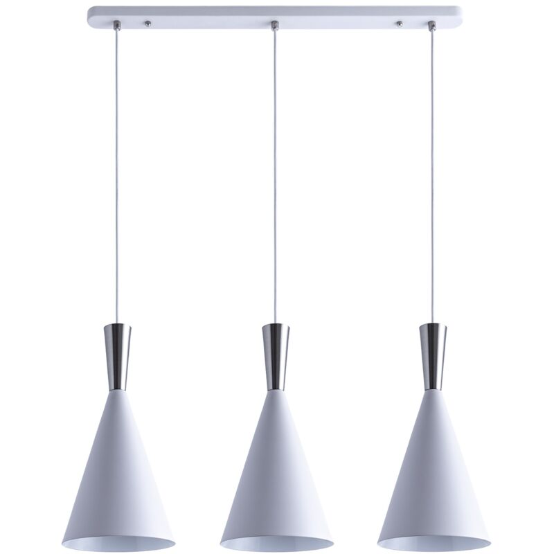 foto del prodotto sospensione plafone sala da pranzo tavola cavo tessuto 1,5m regolabile 18,5cm bianco alluminio spazzolato, triemissione paco home