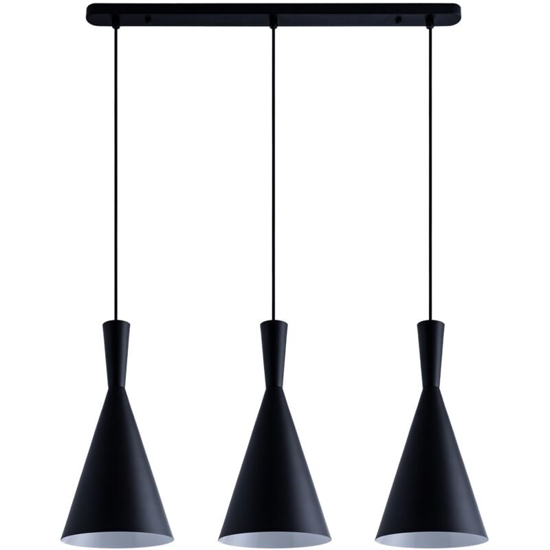 foto del prodotto sospensione plafone sala da pranzo tavola cavo tessuto 1,5m regolabile 18,5cm nero, triemissione paco home
