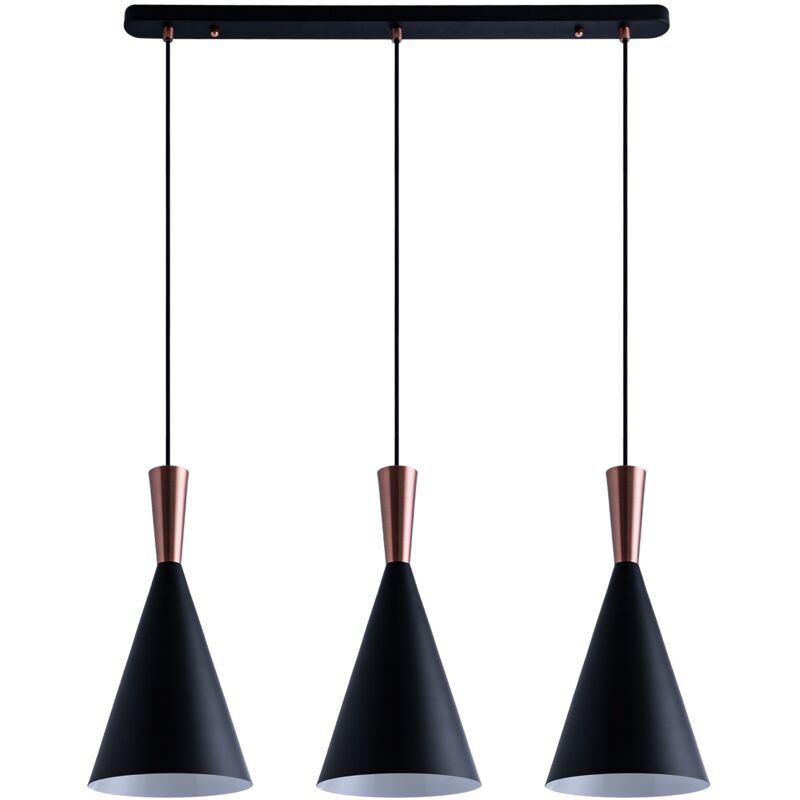 foto del prodotto sospensione plafone sala da pranzo tavola cavo tessuto 1,5m regolabile 18,5cm rame nero, triemissione paco home