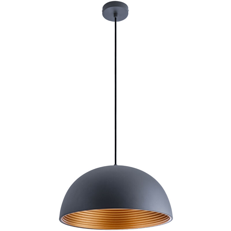 foto del prodotto sospensione plafone sala pranzo lampada cucina sospesa cavo tessuto 1,5m 40,5cm antracite oro, g95 palla specchio testa argento 700lm paco home