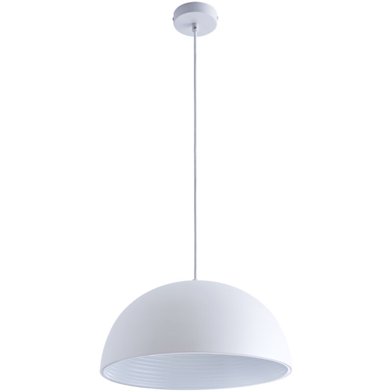 foto del prodotto sospensione plafone sala pranzo lampada cucina sospesa cavo tessuto 1,5m 40,5cm bianca, g95 palla specchio testa argento 700lm paco home