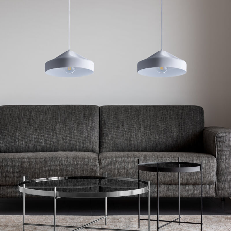 foto del prodotto sospensione plafone sala pranzo lampada cucina sospesa tavola interno bianco bianca, design t lampadina g95 trasparente paco home