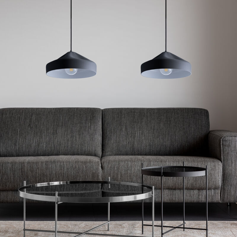 foto del prodotto sospensione plafone sala pranzo lampada cucina sospesa tavola interno bianco grigio bianco, design t lampadina g95 ambra paco home