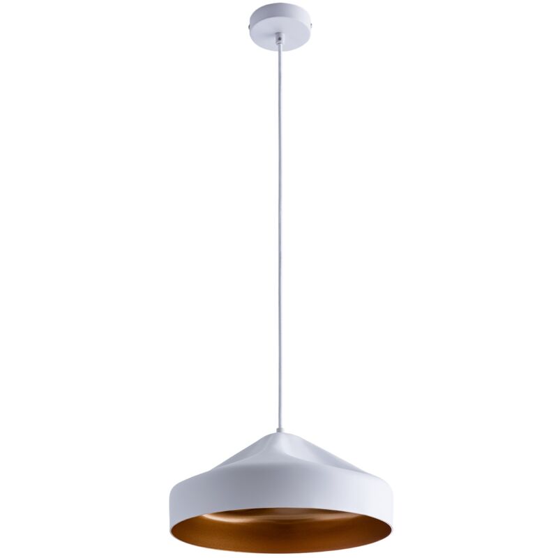 foto del prodotto sospensione plafone sala pranzo lampada cucina sospesa tavola interno oro bianco oro, design t lampadina g95 trasparente paco home